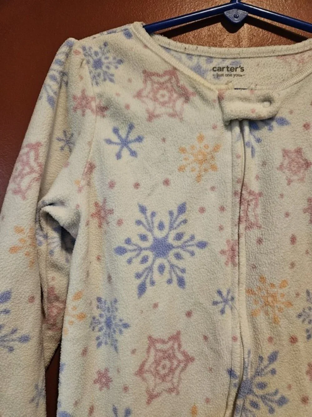 CARTER'S White Snowflake Print One Piece Blanket Sleeper Pajamas Girls 4T